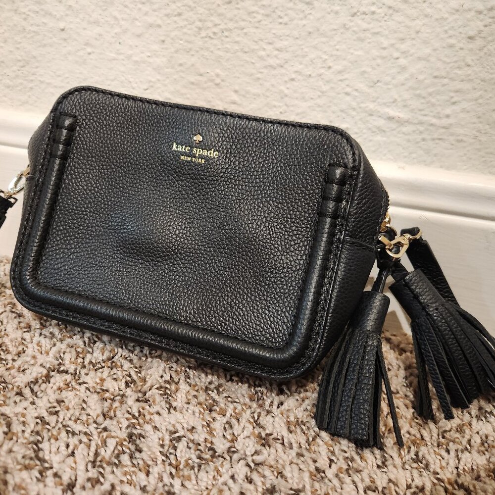 Black Pebbled Leather Kate Spade Crossbody Purse